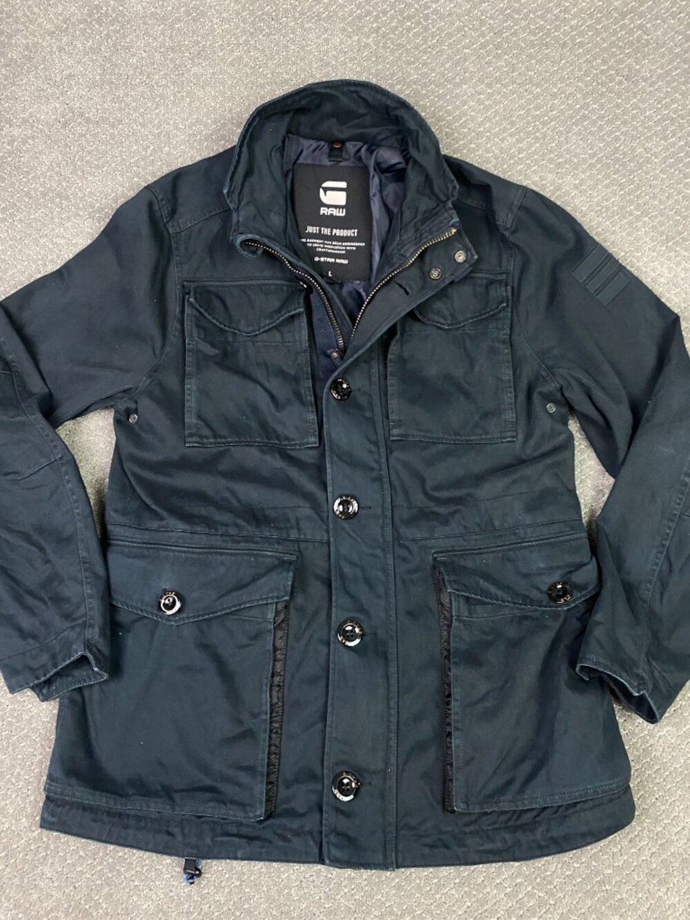 G-Star Raw Falco Field Jacket Men's Large Navy Blue Utility Canvas Military Coat